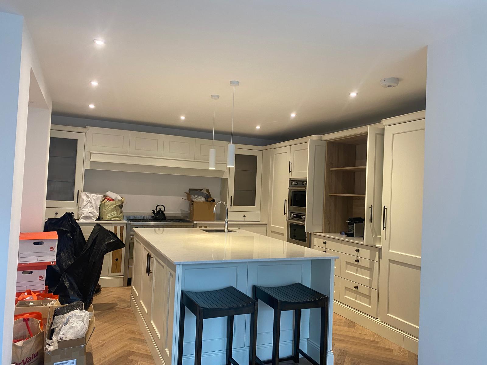 Spotlights tracked in kitchen