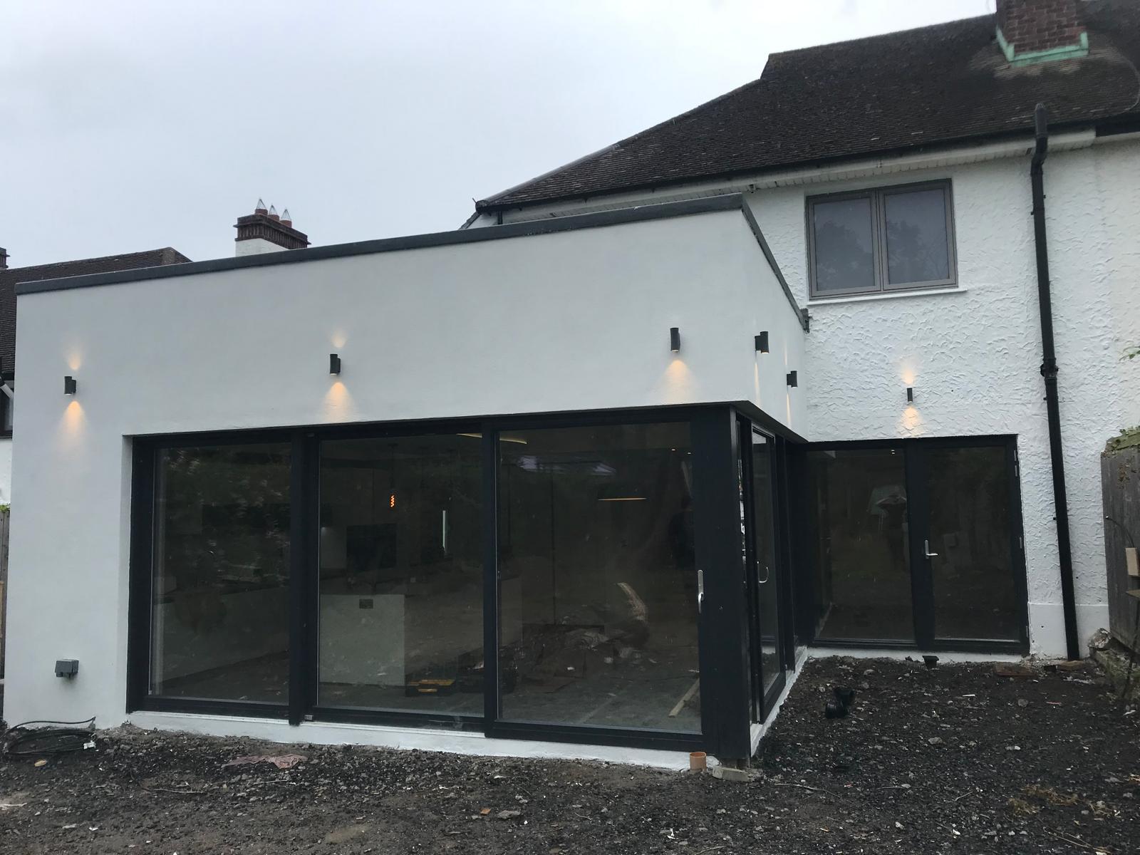 Exterior spot light on new extension