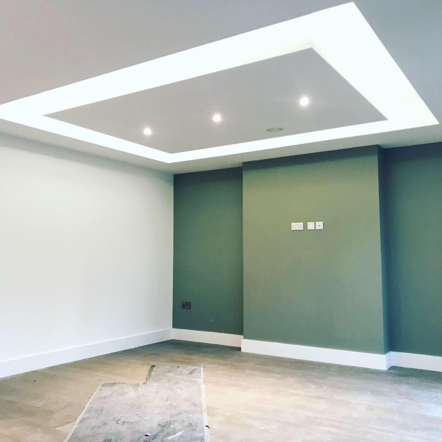 Stylish electrical spotlights in bedroom